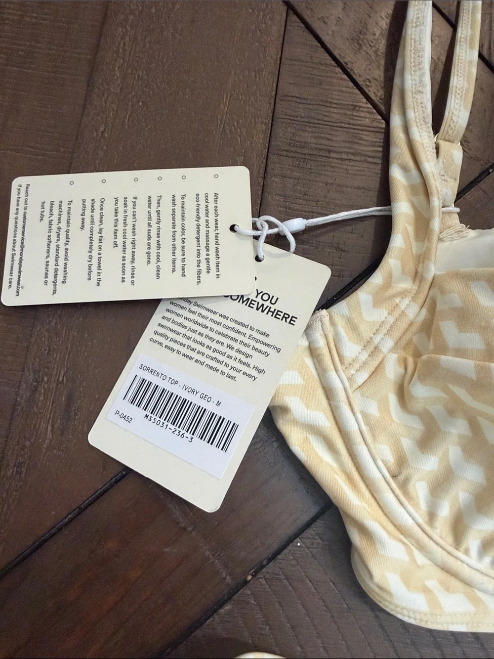 NWT Monday Swimwear Bikini Set Sorrento Top Tamarama Bottom Ivory Geo size M